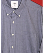 LL BEAN MEN&#39;S XXL TALL BLUE BUTTON UP SHORT SLEEVE DRESS SHIRT COTTON - $27.53