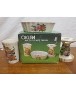 Okura Oriental Bath Set 3 Piece Peacocks Florals Ceramic 1983 Open Box V... - $13.06