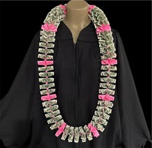 Graduation Money Lei $50 Crisp Bills Folded Pink W/Pink Beads - $117.81