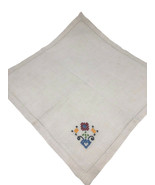 Vtg 1940s Cross Stitch Embroidered Dresser Scarf Table Square Center Flo... - €11,75 EUR