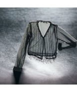 Sheer Black Jacket Vintage Beaded Embellished Women’s S-M - $816.60 MXN