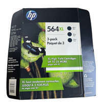 Genuine HP 564XL Black Ink Cartridges CR305BN 3-Pack EXP 06/2019 - £11.06 GBP