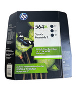 Genuine HP 564XL Black Ink Cartridges CR305BN 3-Pack EXP 06/2019 - $14.01