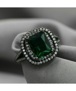 2.50Ct Emerald Cut Simulated Green Emerald Engagement Ring 14K Black Gol... - £102.96 GBP