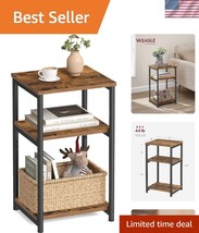 Compact 3-Shelf Side Table - Versatile Rustic Brown &amp; Black Finish for A... - $45.00