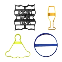 NYE Happy New Year Eve Party Set Of 4 Cookie Cutters Made in USA PR1408 - £7.20 GBP