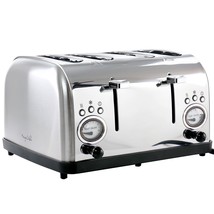 MegaChef 4 Slice Wide Slot Toaster with Variable Browning in Silver - £83.98 GBP