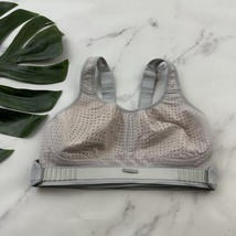 Chantelle Medium Impact Sports Bra Size M Cream Gray Adjustable Workout - $25.73
