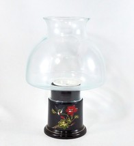 Red Orchid Classique Hurricane Candle Lamp 10&quot; Tall Black Floral Bird De... - £16.77 GBP