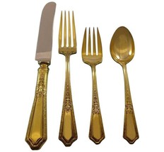 D&#39;Orleans Gold by Towle Sterling Silver Flatware Service Set 8 Vermeil 32 Pieces - £2,225.47 GBP