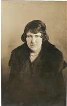 RPPC Real Photo Postcard of Lady with Fir Stole - 1919 - Named era - $10.40