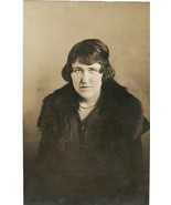 RPPC Real Photo Postcard of Lady with Fir Stole - 1919 - Named era - £8.13 GBP
