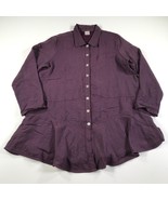 Et Lois Shirt Womens Large Purple Button Down Relaxed Baggy Long Sleeve ... - £29.11 GBP