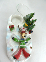 Reindeer Snow Angel Yankee Candle Tealight Holder Snow Winter Christmas 6.5&quot; Lon - £10.82 GBP