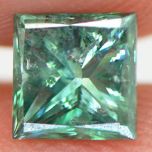 Princess Cut Diamond Fancy Green 0.75 Carat SI3 Loose Enhanced Real 4.98X4.97 MM - £340.78 GBP