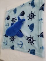 Manhattan Kids Baby Security Blanket Blue Whale Nautical Sea Anchors Lovey - $22.28