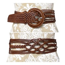 Coldwater Creek size Large loose braid brown leather belt wide boho adjustable - $44.88