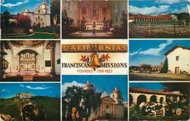 Chrome Postcard CA E187 Californias Franciscan Missions Multiview Cancel 1963 - $3.47