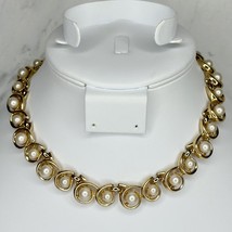 Trifari Signed Vintage Faux Pearl and Gold Tone Choker Necklace - £78.29 GBP