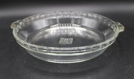 Pyrex Clear Glass Deep Pie Dish 229 Crimped Edge 9 1/2&quot; Fluted Handles Plate - D - £11.72 GBP