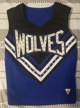 VARSITY WOLVES BLUE BLACK CHEERLEADER CHEER TOP BLOUSE COSPLAY HALLOWEEN 28 - $31.67