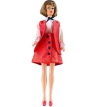 Vintage Barbie Clone Doll Clothes Mod Era Outfit Top Red Faux Leather Vest Skirt - £23.22 GBP