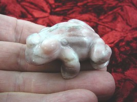 (Y-FRO-713) little baby FROG frogs Pink white MARBLE gemstone CARVING fi... - £13.78 GBP
