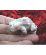 (Y-FRO-713) little baby FROG frogs Pink white MARBLE gemstone CARVING fi... - £13.80 GBP