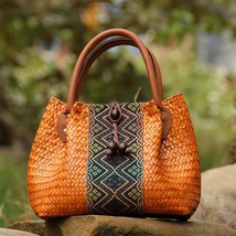 New woven women&#39;s bags Cotton and linen clothing straw bags Rattan straw bags be - £99.74 GBP