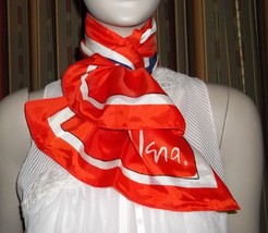 Vera Neumann Red White Blue Long Sash Scarf  44 Inch Acetate - $34.64