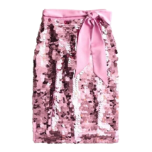 NWT J.Crew Satin-bow Paillette Sequin Pencil in Pink Skirt 10 - £86.04 GBP