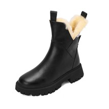 Wool Fur Inside Ankle Boots Cowhide Genuine Leather Winter Snow Boots Si... - $161.40