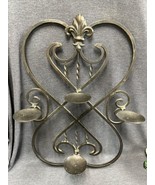 Large 26”x 17.5” Southern Living Cast Iron Wall decor W/4 Pillar candle ... - £24.11 GBP