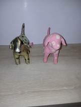 Set of 2 Victoria&#39;s Secret PINK Plush Stuffed Dogs Gold and Pink With Polka Dots - $15.49