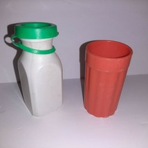 Fisher Price Fun w/Food Milk Bottle w/Green Top #637 #131 #2102 Orange Cup - £5.84 GBP