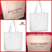 Kate Spade Polka Dots Perfume White Tote Handbag w/Pink Shopping Gift Ba... - $29.69