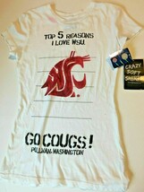 NWT Women&#39;s Juniors WSU Cougars My U White Tshirt Medium Soft Cotton WSC... - $130.77 MXN