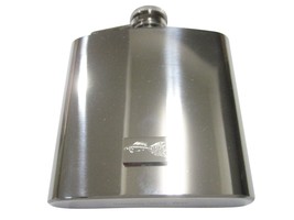 Silver Toned Rectangular Etched Guppy Fish 6 Oz. Stainless Steel Flask - £39.73 GBP