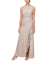 Alex Evennings Ruffle Sequin Lace Gown Sz 6 Buff $219 - £73.41 GBP