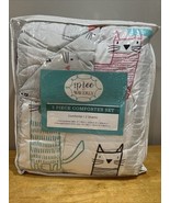 Waverly Spree Kids Comforter Set Cats Kitten 3 Pieces Drawing Kitty City... - $2,190.94 MXN