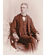 Victorian Cabinet Card Photo Lawrence Halverson on Ornate Chair - Hagend... - $19.35 CAD