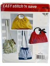 McCalls Sewing Pattern M9132 Purse Bag Tote Handbag - $6.89