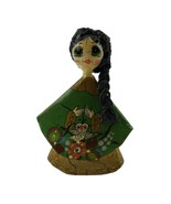 Vintage Paper Mache Folk Art Doll Green Eye w Green Dress Puerto Vallart... - $370.49 MXN