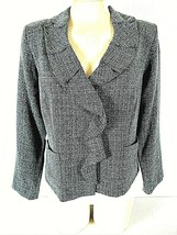 Danny &amp; Nicole womens Sz 10 L/S gray black WATERFALL FRONT button jacket... - $10.68