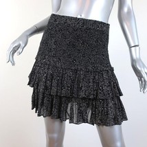 Isabel Marant Etoile Naomi Black Smocked Floral Printed Cotton Tiered Skirt L 40 - £79.21 GBP