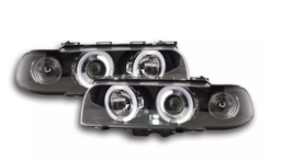 FK Pair LED DRL Halo Anello Projector Headlights BMW 7-series E38 95-98 Black - £266.74 GBP