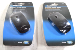 LOT OF 2 Manhattan Silhouette Wired USB Optical Mouse 1000 DPI 177658 - $18.66