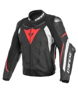  DAINESE SUPER SPEED 3 PERFORATED LEATHER JACKET BLACK &amp; RED - £156.53 GBP