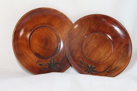Plates (new) SET OF 2 WOODEN PLATES - SMALL SAUCER PLATES 4.5&quot; ROUND - $12.11