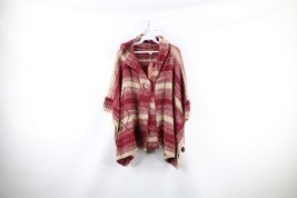 NOS Vtg Scully Womens One Size Boho Chic Wool Blend Knit Hooded Poncho Sweater - £55.65 GBP